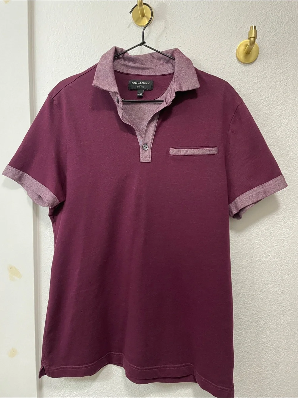 Banana Republic Men's Maroon Polo with Heather Trim